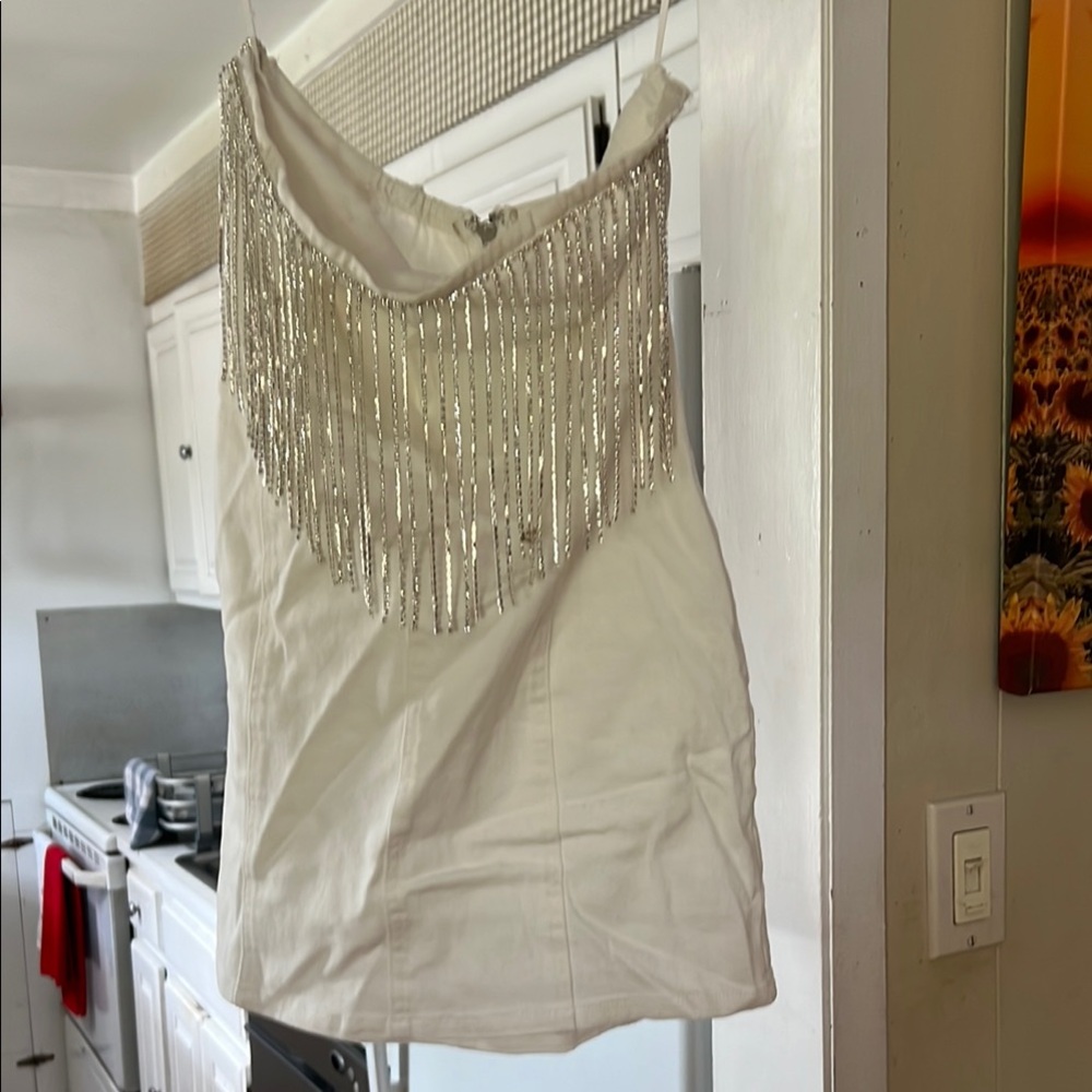 12th Tribe White Top with Metallic Accents